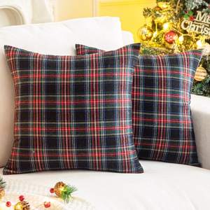 AQOTHES Christmas Plaid Decorative Throw… — Red and Black Plaid / 18" x 18" (Pack of 2)