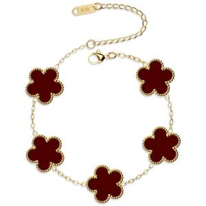 AICase 18K Gold Plated Clover Bracelet Set for Women Flower Leaf Lucky Clover Bracelets…