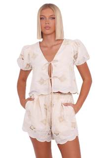 Petal & Pup Women's Khylani-short-set-cream X-Small Cream