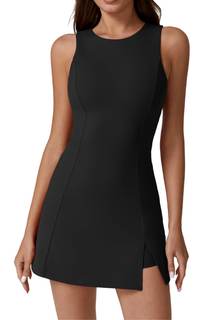 QINSEN Womens Crew Neck Tennis Dress… — Black / Medium