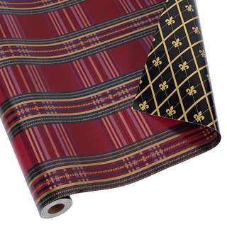 LaRibbons Reversible Christmas Wrapping Paper Red Black Plaid 17 In x 33 Ft | Retro Gift…