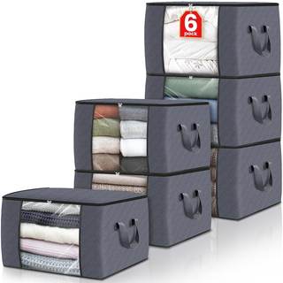 Fab totes 6 Pack Storage Bags for Clothes Blanket Storage Bins with Lids |…