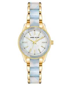 Anne Klein Women's Resin Bracelet Watch Light Blue/Gold