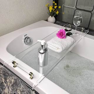 42" Gold Handle transaprent Bathtub Caddy for… — 31" Tray With Gold Handles