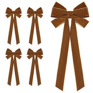 4PCS Velvet Christmas Wreath Bows 6.5" x 15" Vintage Big Christmas Ribbon Bows for Tree…